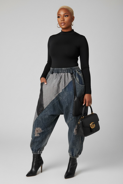 2 LEGIT 2 QUIT denim drop crotch harem pants