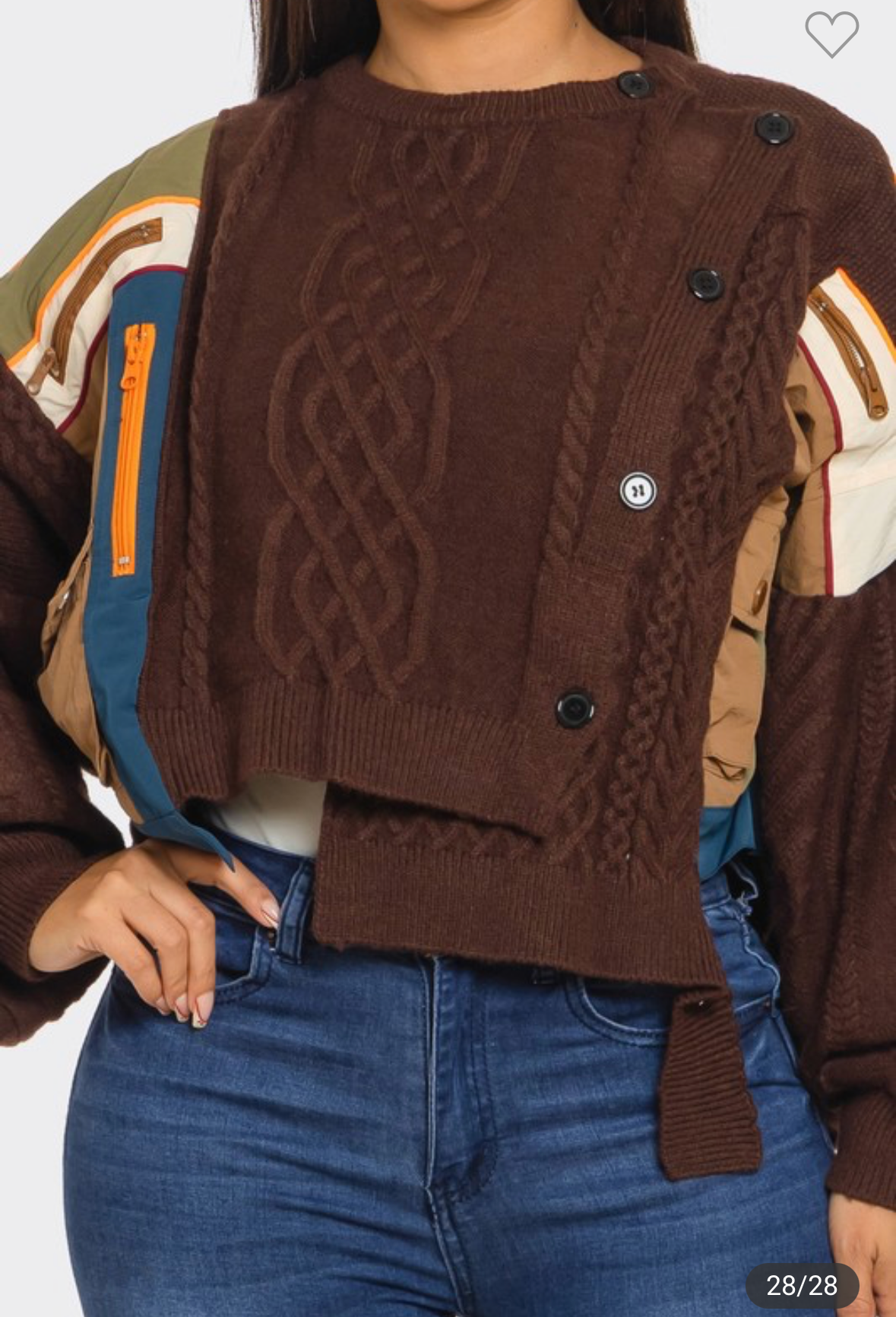 SURE THING mixid media asymmetric sweater ￼