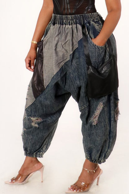 2 LEGIT 2 QUIT denim drop crotch harem pants