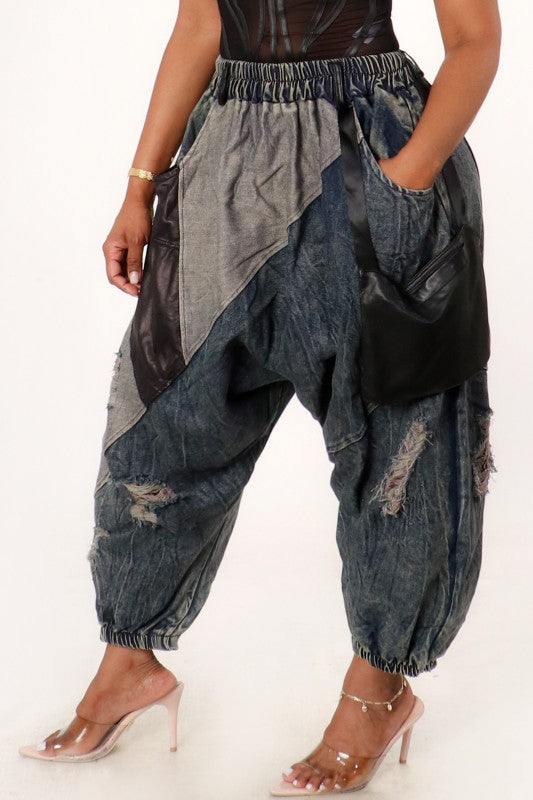 2 LEGIT 2 QUIT denim drop crotch harem pants