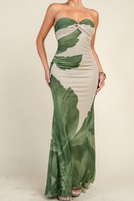 THE PALMS strapless maxi dress