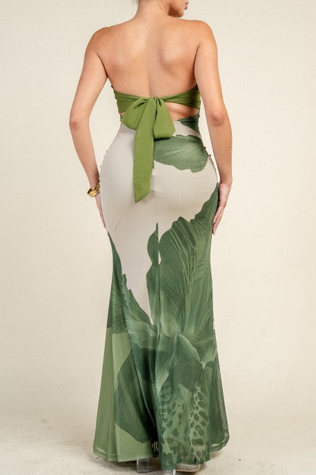 THE PALMS strapless maxi dress