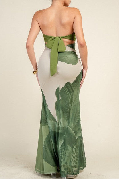 THE PALMS strapless maxi dress