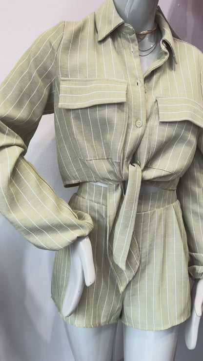 SAGE pinstripe short set